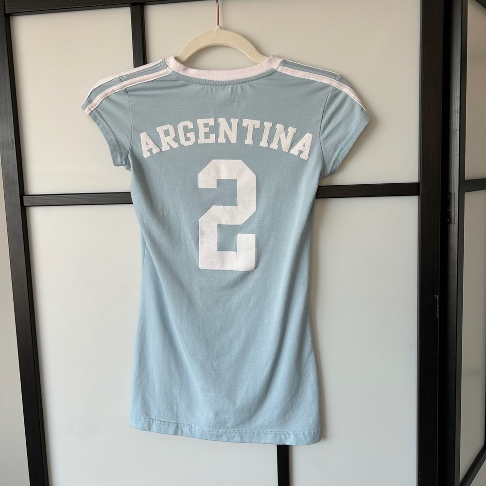 [S] Streetwear Society Argentina Soccer Logo Baby Blue Fitted Short Sleeve Tee - Picture 5 of 8